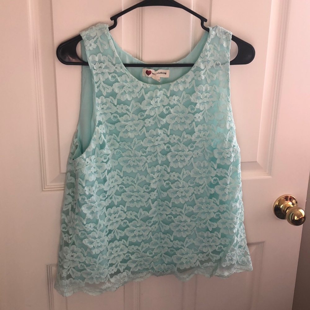 Seafoam lace tank